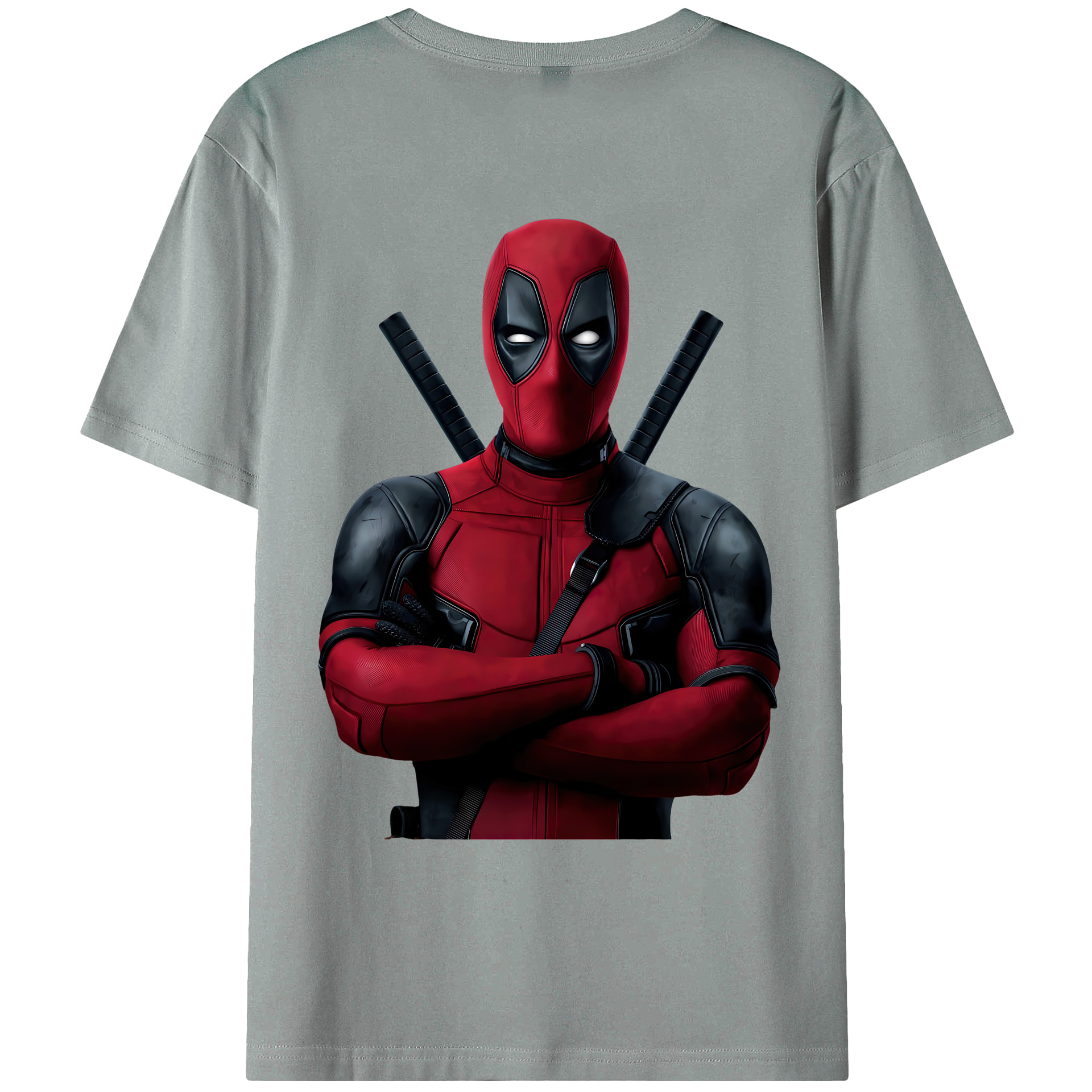 （画像用） Deadpool デッドプール 綿100％ メンズ半袖Tシャツ（バックプリント） 通気性